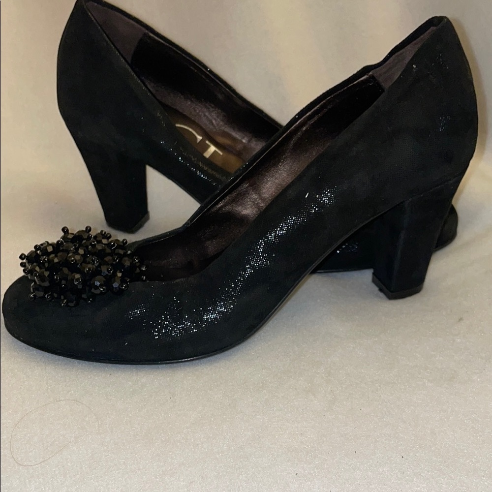 Elegant Black Women's Heels with Beaded Detail